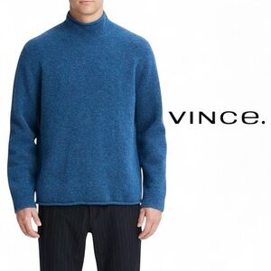 NWT Vince Indigo Airspun Roll-Neck Relaxed Fit Wool & Alpaca Sweater SZ M